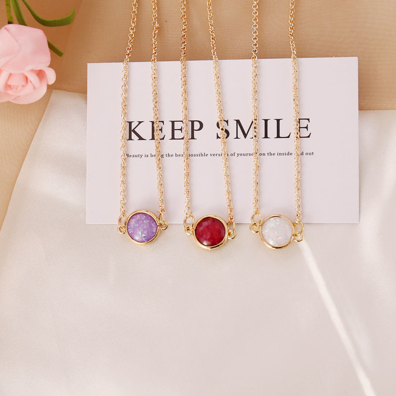 Women Leaf Alloy Gem Inlay Necklaces
