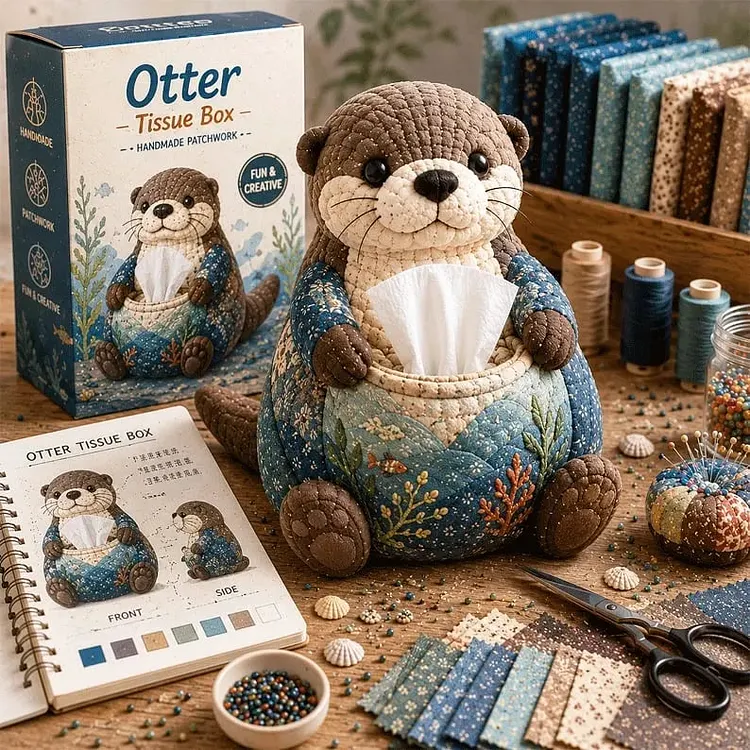 🧵DIY Patchwork-Style Animal Sewing Kit for Tissue Box💙