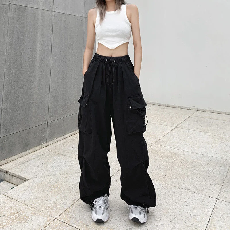 Wongn Wongn Overalls Casual Pants Female Summer Versatile Straight Down Leg Pants Loose Wide Leg Pants Ins
