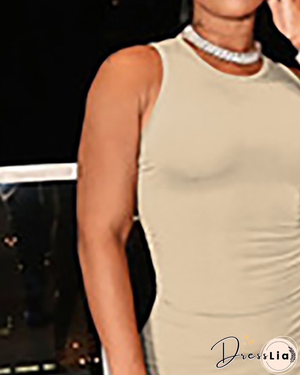 Drawstring Ruched Sleeveless Bodycon Dress