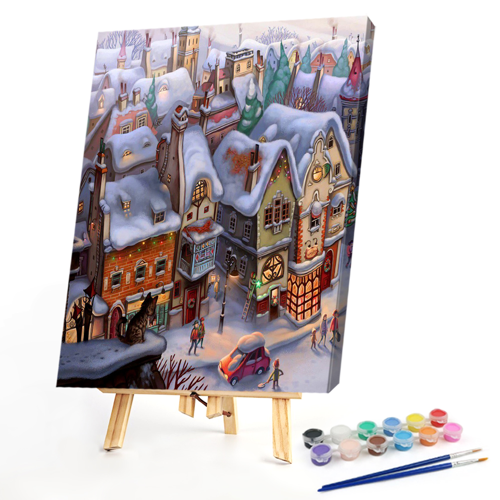 

40*50CM - Paint By Numbers - Snow Town, 501 Original