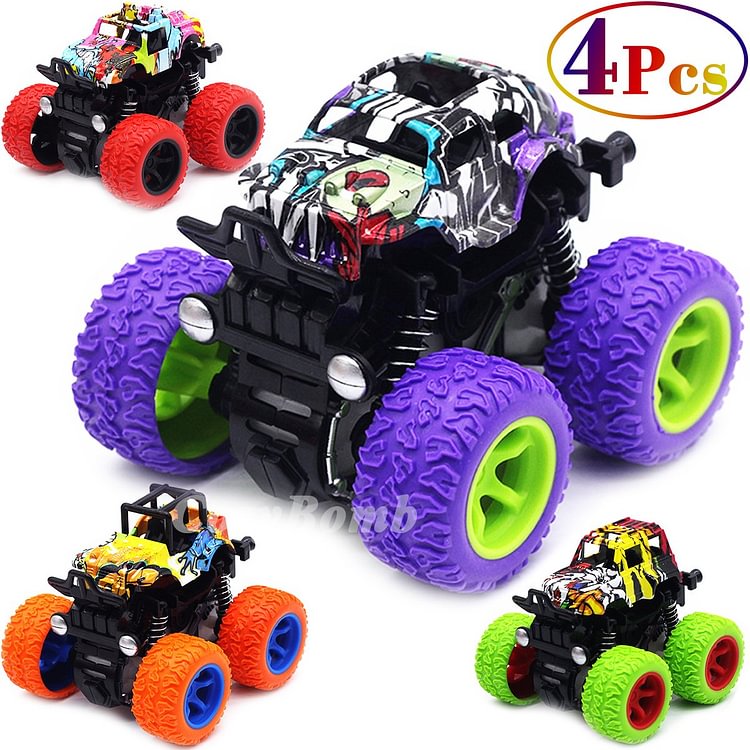 Friction Powered Monster Trucks Toys 4 Pack-Mayoulove
