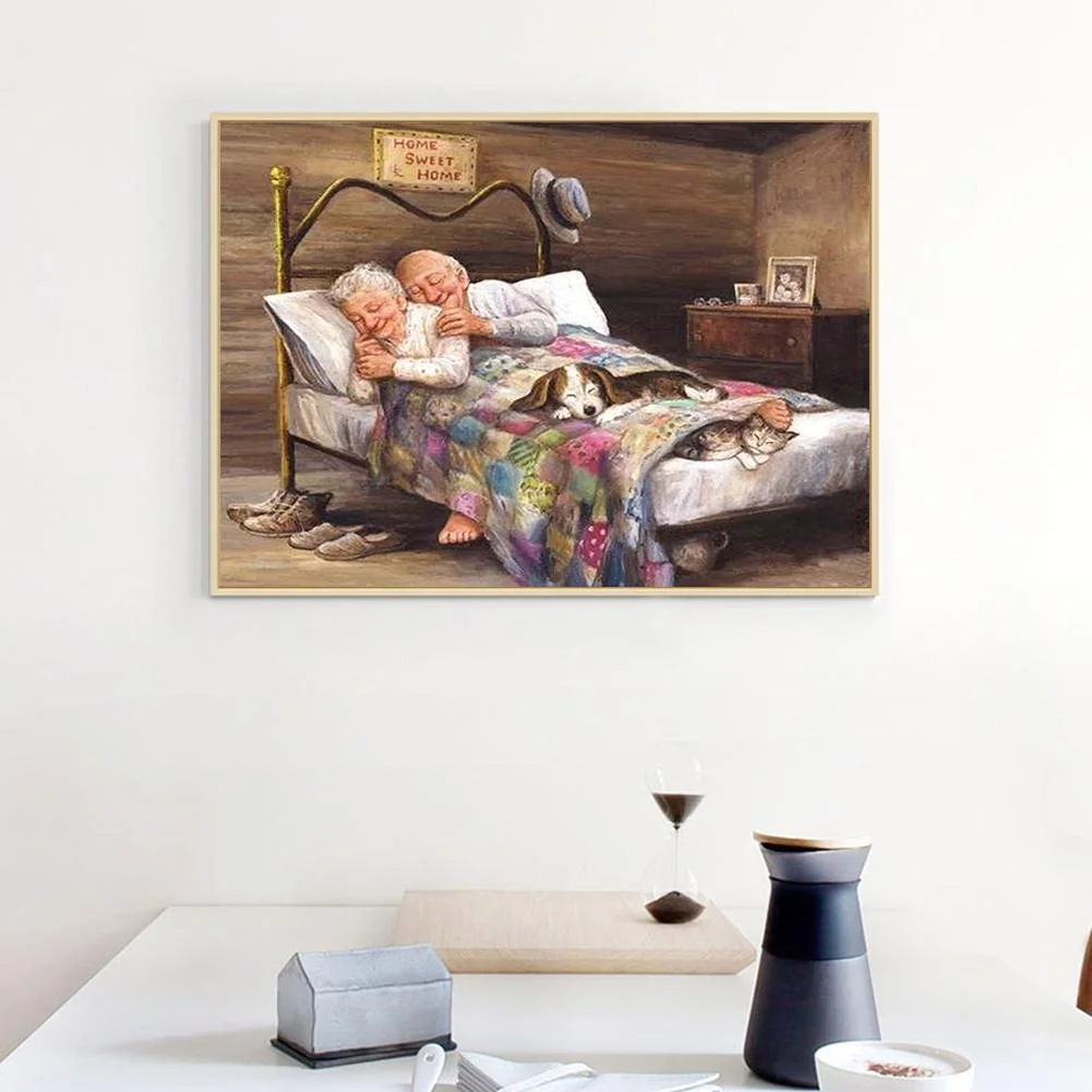 Diamond Painting - Full Round Drill - Happy Old Couple(40*30cm)
