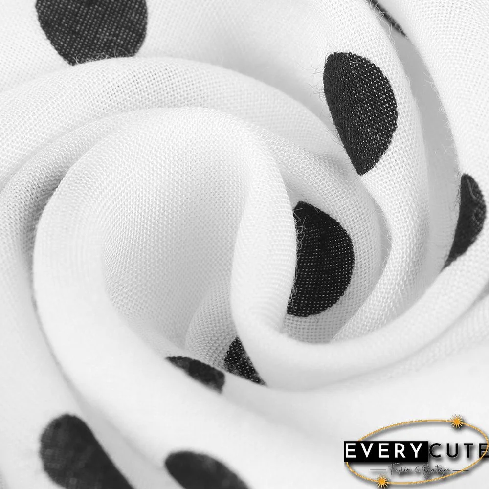 White Polka Dot Sleeveless Fashion Dress