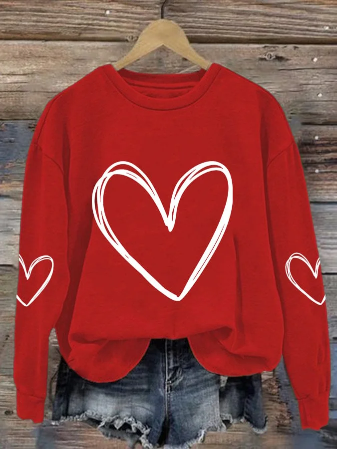 Women's Valentine's Day Casual Printed Long Sleeve Sweatshirt