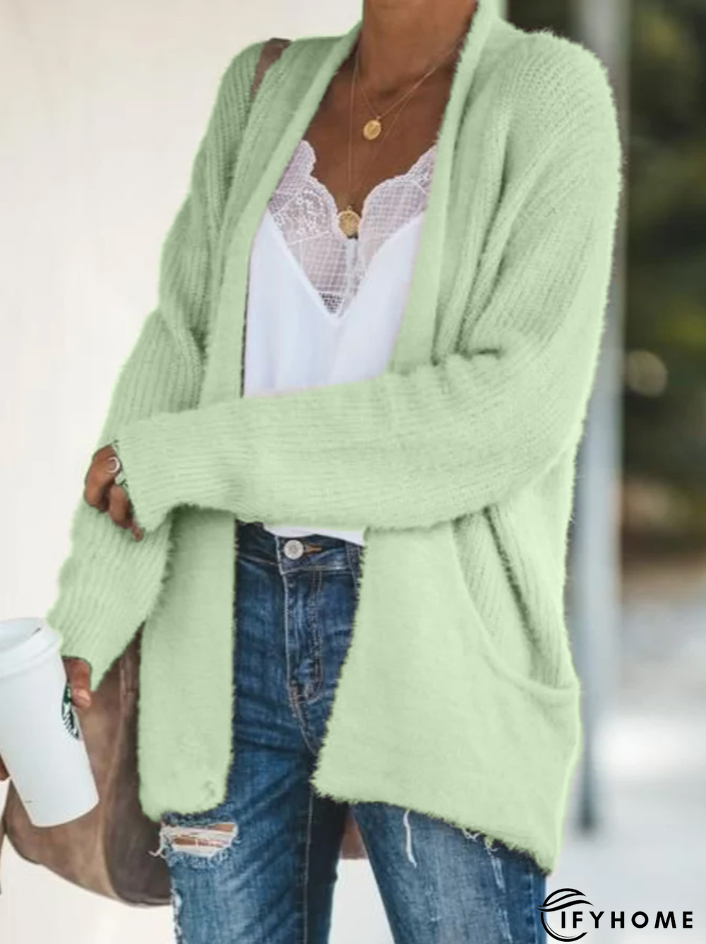 Women Long Sleeve Casual Cotton-Blend Sweater Cardigan | IFYHOME