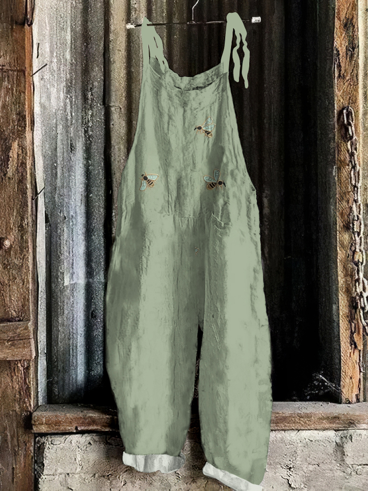 Comstylish Flying Bees Pattern Casual Jumpsuit