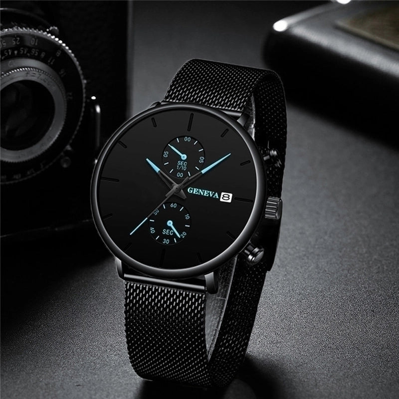 Business Geometric Buckle Quartz Men’s Watches