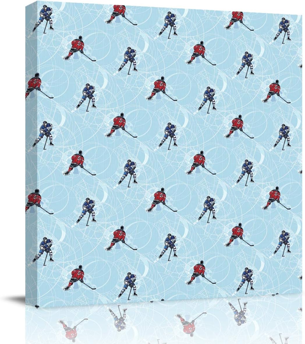 Womenfocus Wall Art for Office Decor, Wall Decor Canvas Prints for Living Room Decor Kitchen Decor, Room Decor Aesthetic Painting Posters, Cartoon Ice Hockey Canvas Wall Art, 20x20 Inch