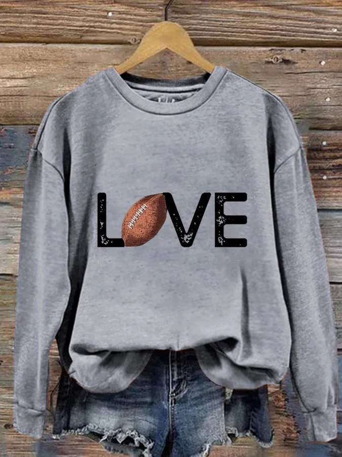 Women's Love Football Print Sweatshirt socialshop