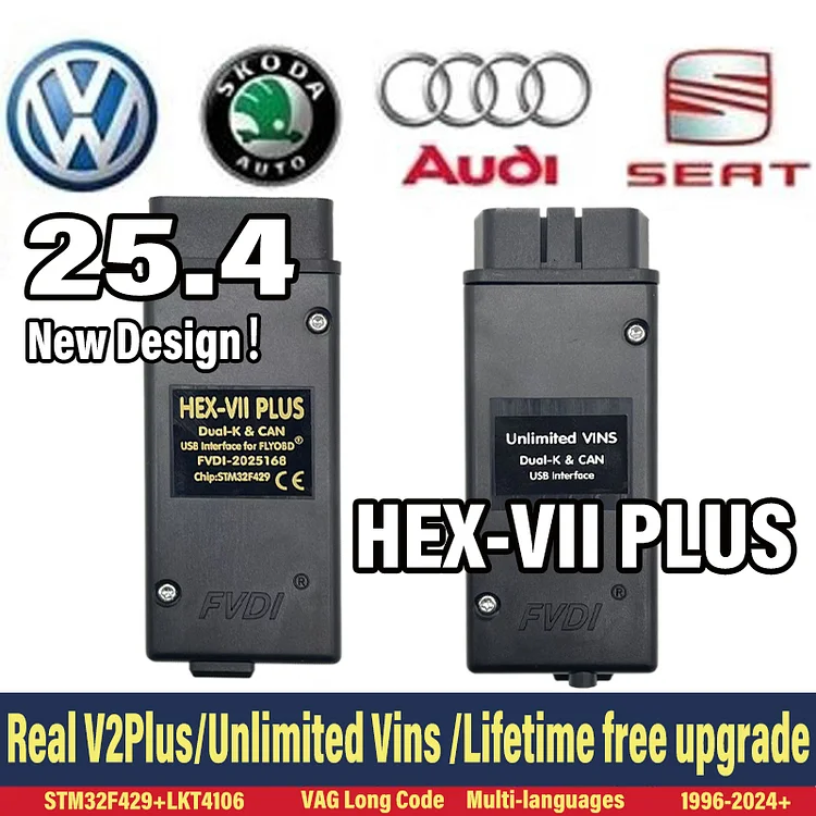 FLY-V2 PLUS  Unlimited VINs Auto Scan com Diagnostic Tools VAG Coding COM HEX Real V2 PLUS STM32F429 V25.4 For  VW AUDI Skoda Seat VCDS-PLUS