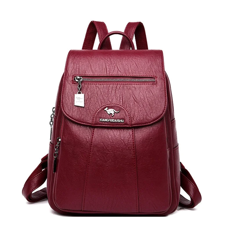 Soft Leather Travel Backpack Female Shoulder Bags Sac A Dos Femme Casual Ladies Bagpack Mochilas School Bags for Teenage Girls