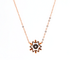 14K Rose Gold Round Lab Diamond Star Pendant Necklace with Round Lab Diamond in A Diamond-Cut Texture Halo