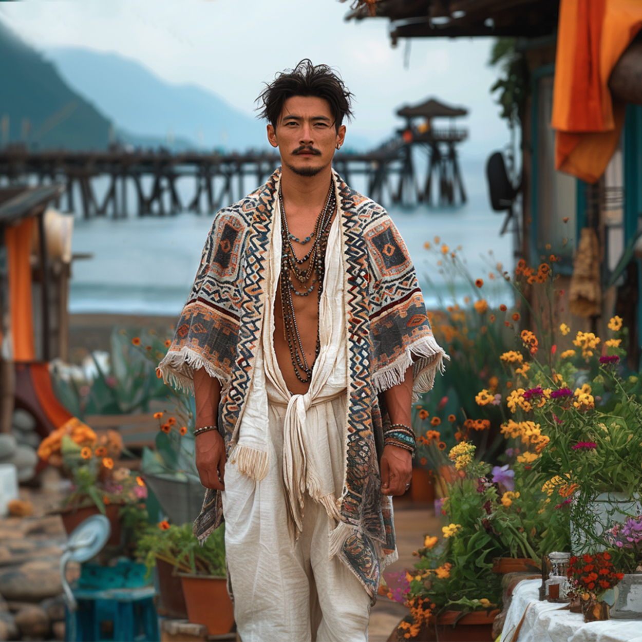 Mens Resort N Print Kimono