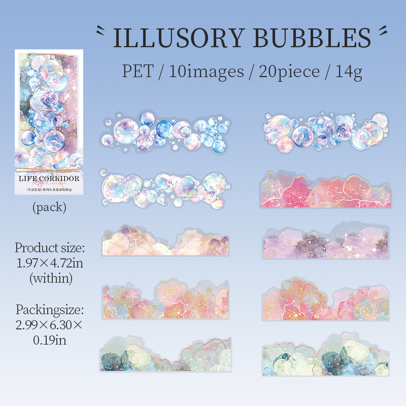 PET Sticker - Life Corridor Series Vintage Bubble Building Landscape Strip 