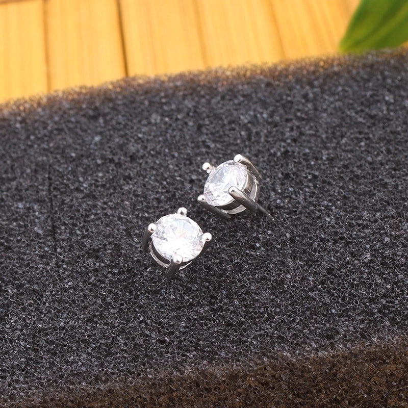 1 Piece Minimalist Geometric Plating Inlay Copper Stone Ear Studs