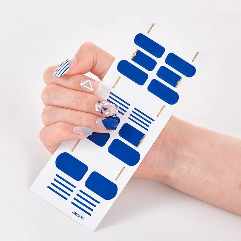 22 Tips/Sheet Solid Color And Striped Manicure Nails Art Decoration Nail Strips Full Beauty Nail Decoration Nailart Sticker