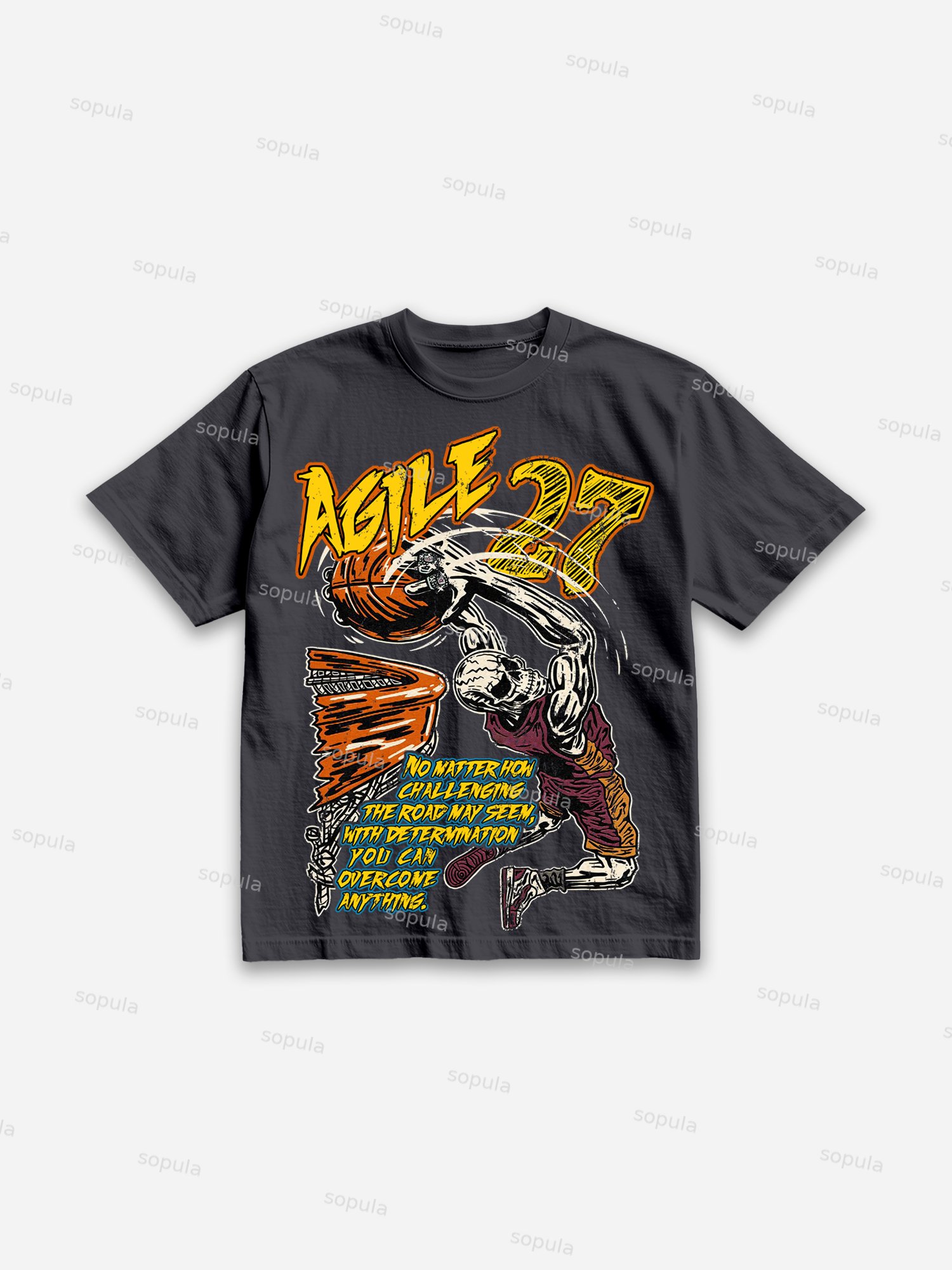 Shooting Basketball Graphic Print Cotton T-shirt - SOPULA
