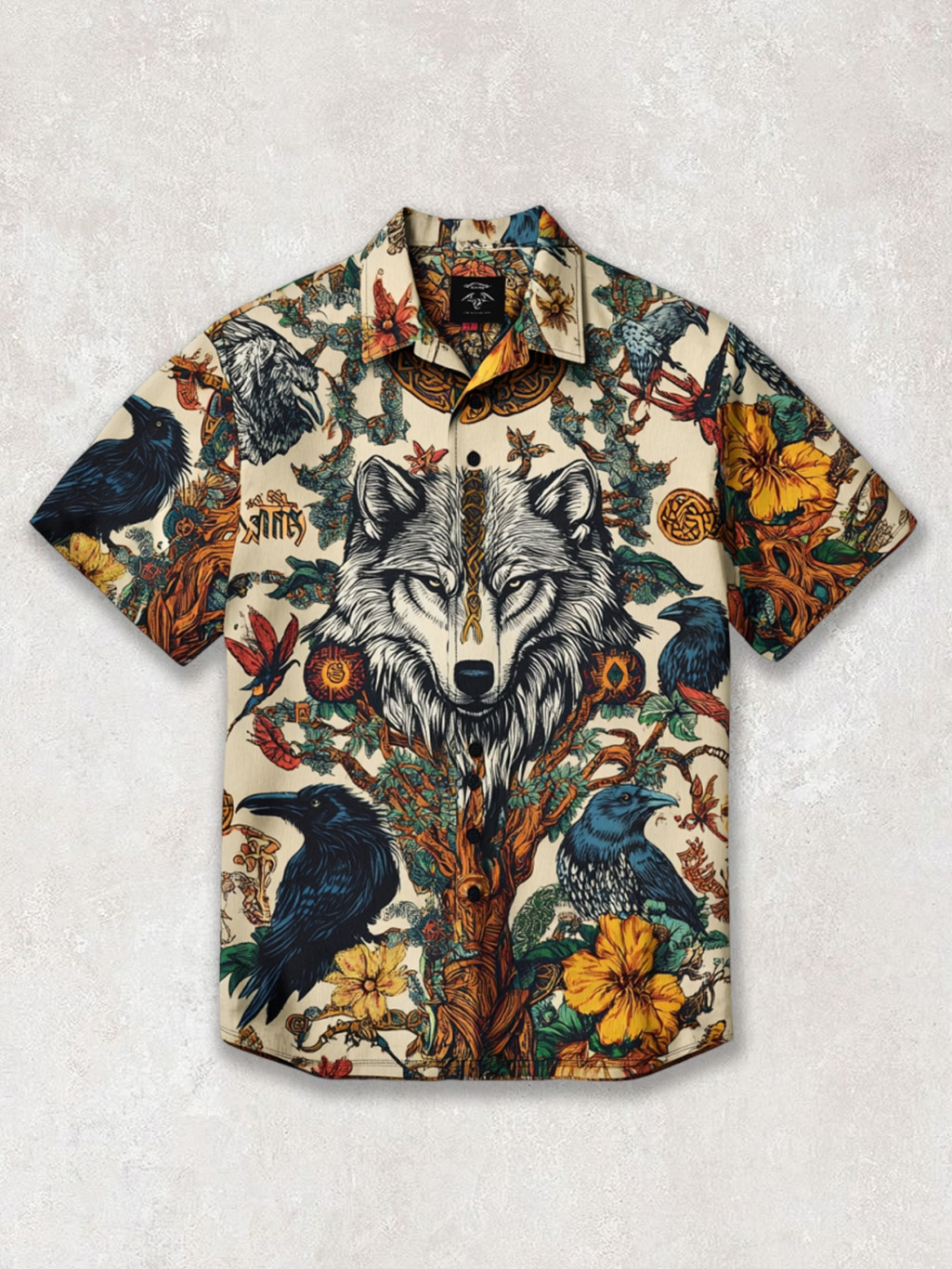 Men's Celtic Knot Wolf And Raven Emblem Totem Mythology Shirt / Rvogue / Rvogue