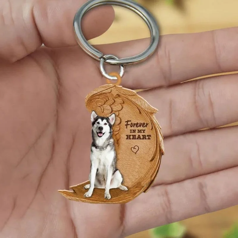 VigorDaily Alaskan Malamute Forever In My Heart Acrylic Keychain FK082