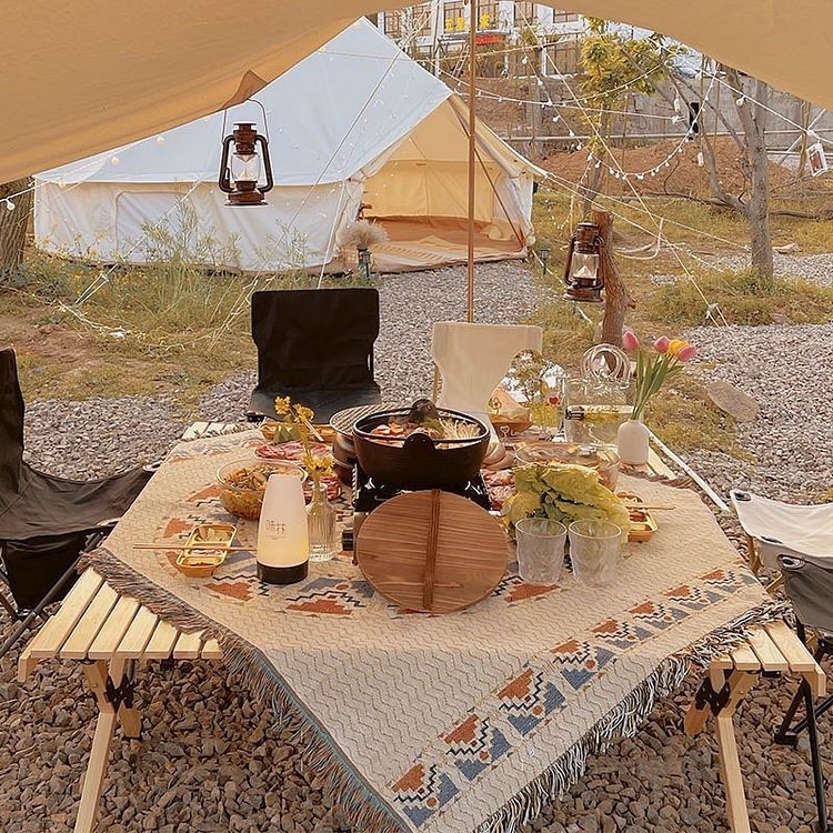 Portable Folding Picnic Table, Roll Up Solid Wood Picnic Table