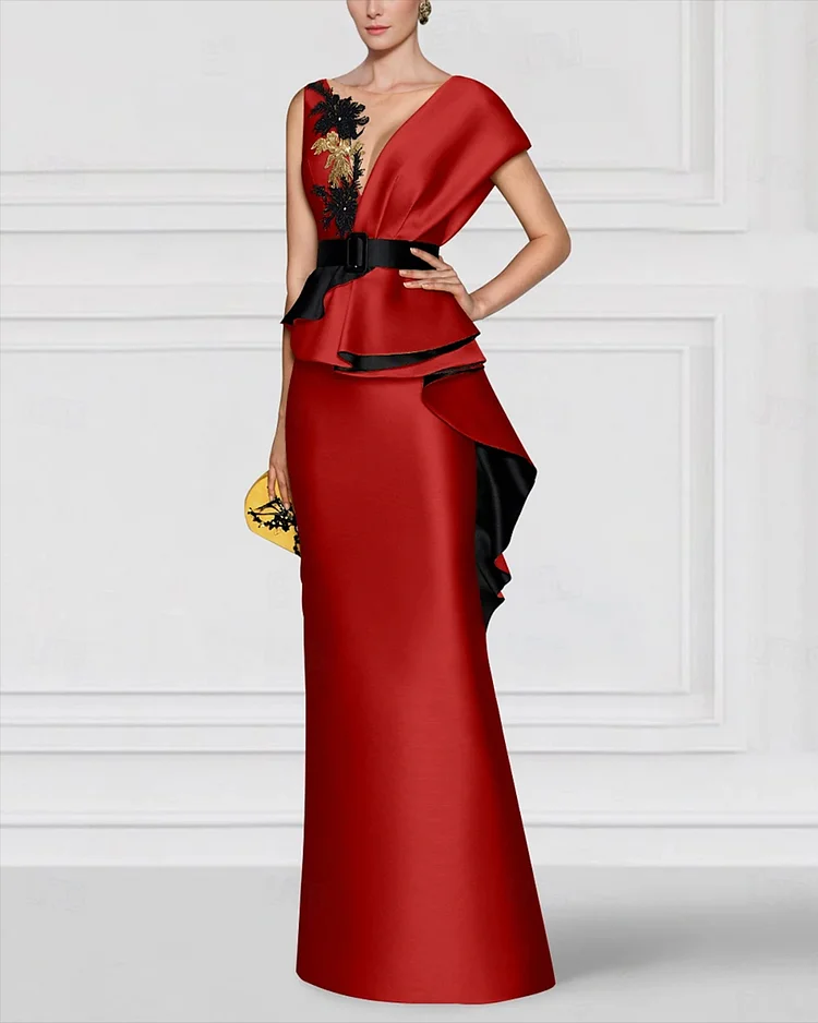Women's Sleeveless V-Neck Embroidered Dress