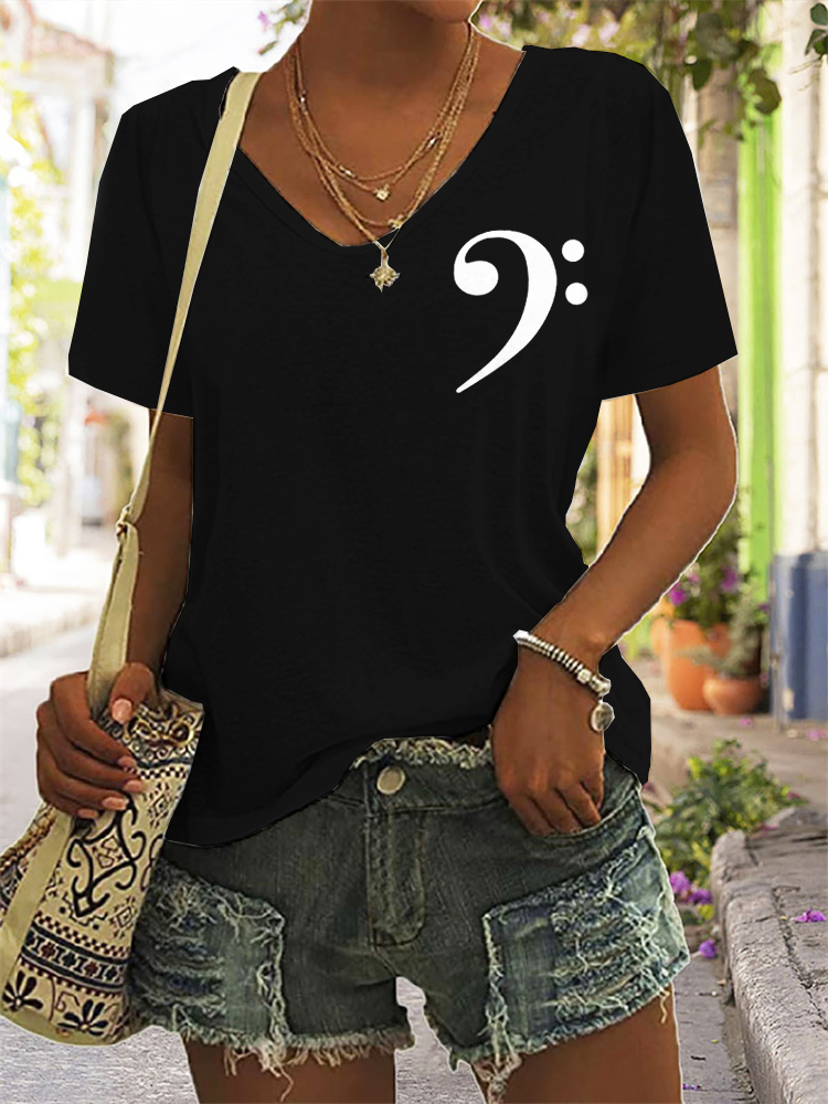 Bass Clef Lover Essential V Neck T Shirt