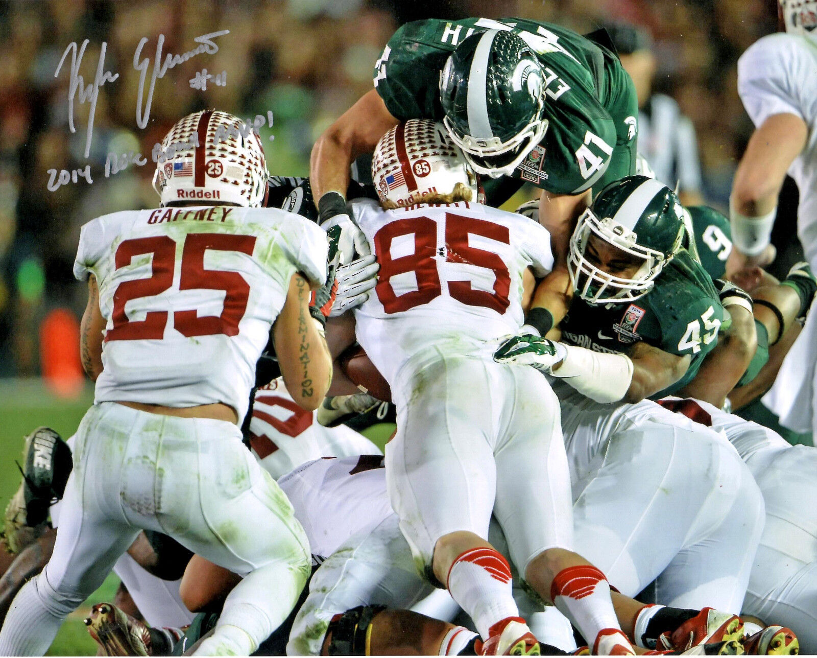 Kyler Elsworth REPRINTED Michigan State Spartans auto signed 8x10 ROSE BOWL MVP