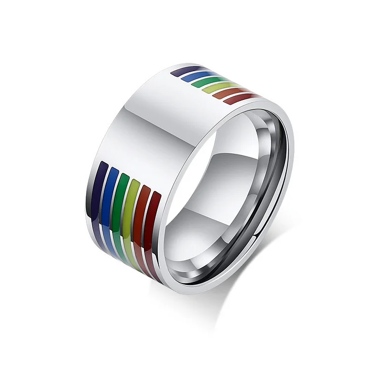 Rainbow Epoxy Pride Black Ring
