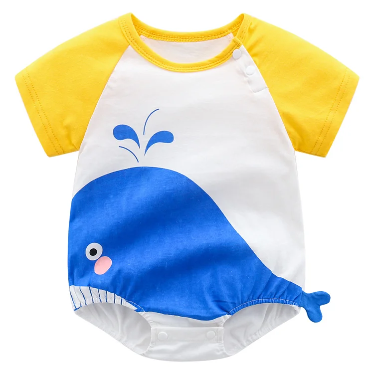 Baby Dolphin Color Block Short Sleeve Cotton Bodysuit