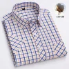 Men's Summer Plaid Cotton Casual Short Sleeve Shirt