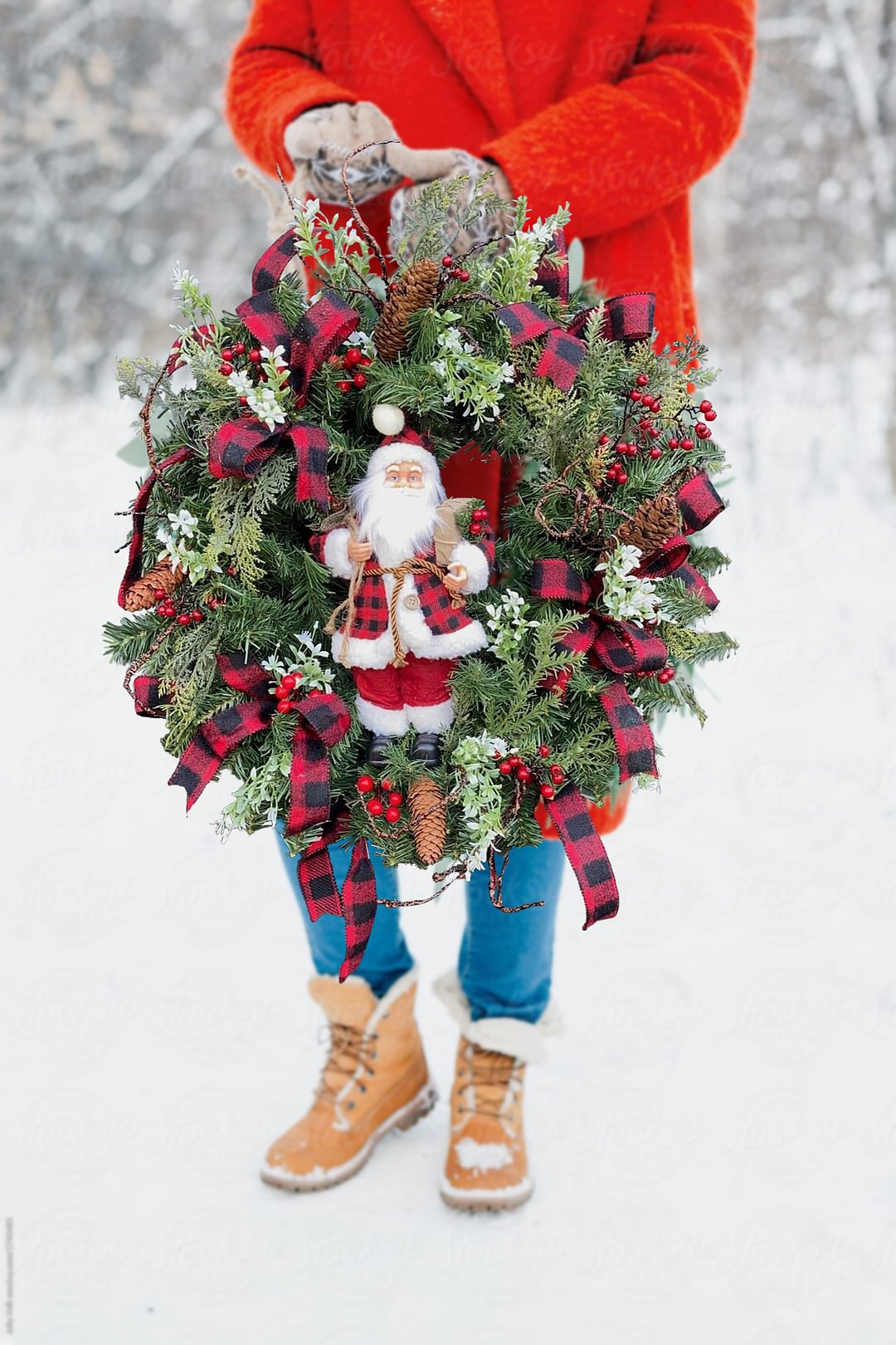 🔥Last Day 49% OFF🔥Santa Christmas Front Door Wreath 