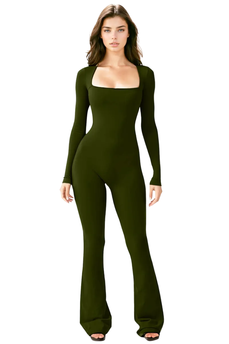 Long Sleeve Flared Jumpsuit