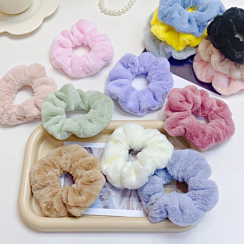 Women's Pastoral Solid Color Commute Solid Color Flannel Hair Tie