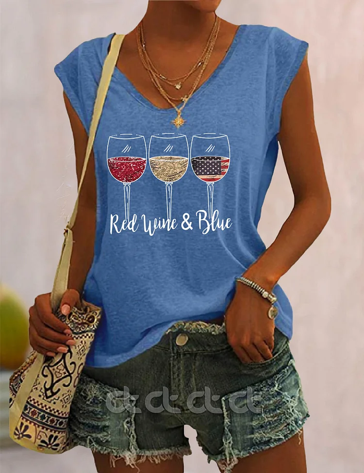 Red Wine & Blue 4th of July Tank socialshop