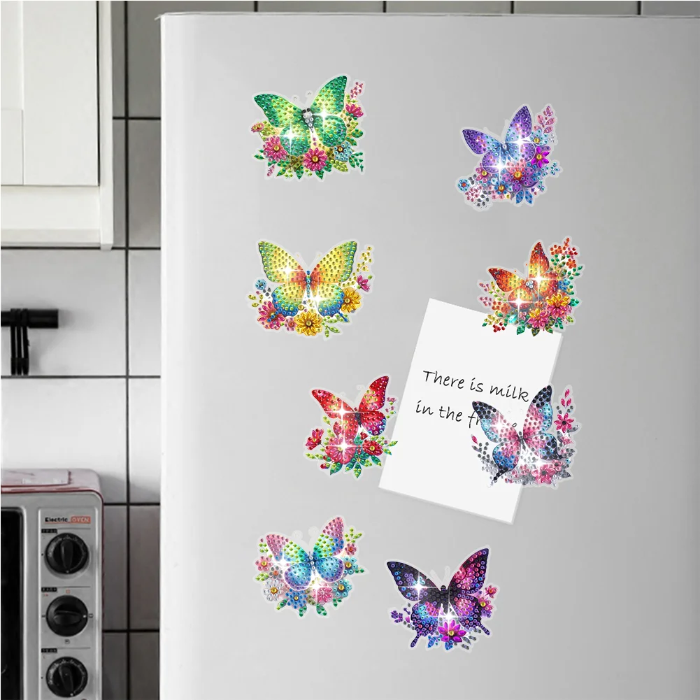 8Pcs Butterfly Special Shaped Diamond Painting Fridge Magnet Fridge Stickers