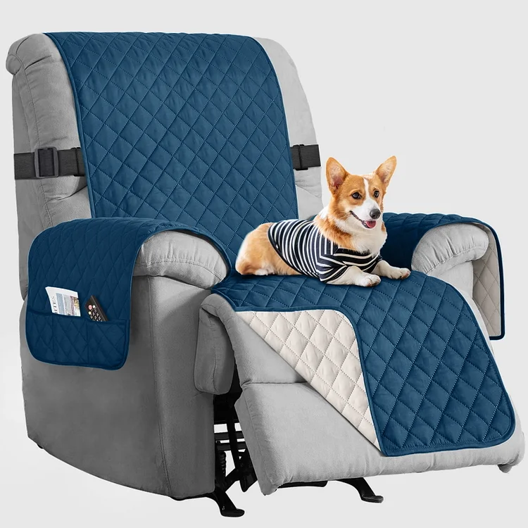 复制Sanmadrola Recliner Chair Cover Reversible Small Recliner Slipcover for Dogs Seat Width to 28 Inch Washable Couch Cover with Elastic Straps for Kids and Pets