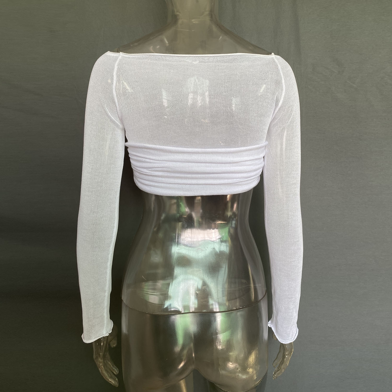 Ootddress Sheer Sexy Bodysuit Lingerie Mesh See-Through Body Tops Women 2025 New Long Sleeve Twist Wrap Backless Top Tees Bodysuits