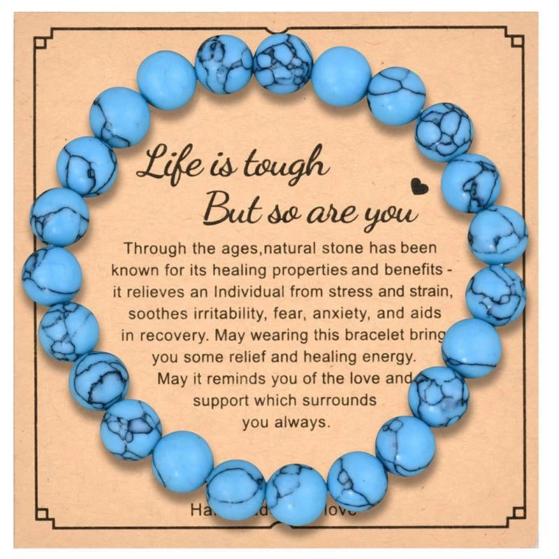 8mm Natural Stone Bracelet With Card Explosions Tourmaline Bracelet For Men And Women Friendship Bracelet Holiday Gift