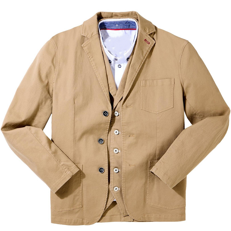 Vintage Men's Lapel Washed Distressed Khaki  Blazer