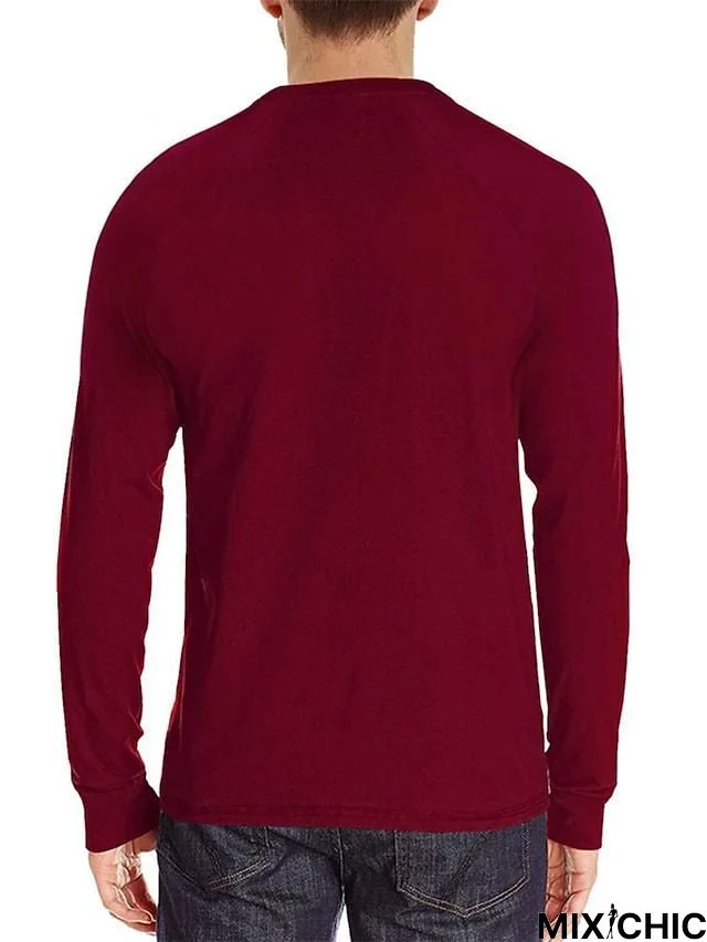 Men's Long Sleeve T-Shirt Solid Color Casual Top Basic Non-Printing Shirt Soft Touch Daily Wear