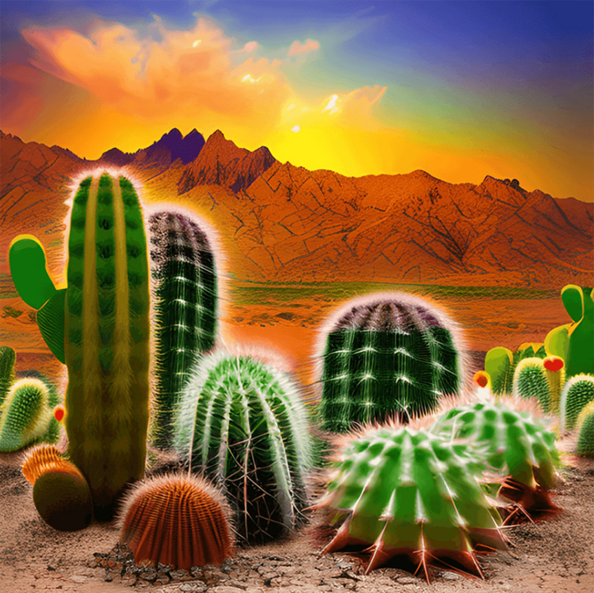 Catcus Desert  50*50cm(canvas) full round/square drill diamond painting