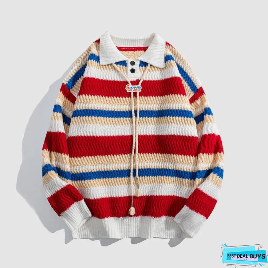 Detachable Drawing Striped Sweater
