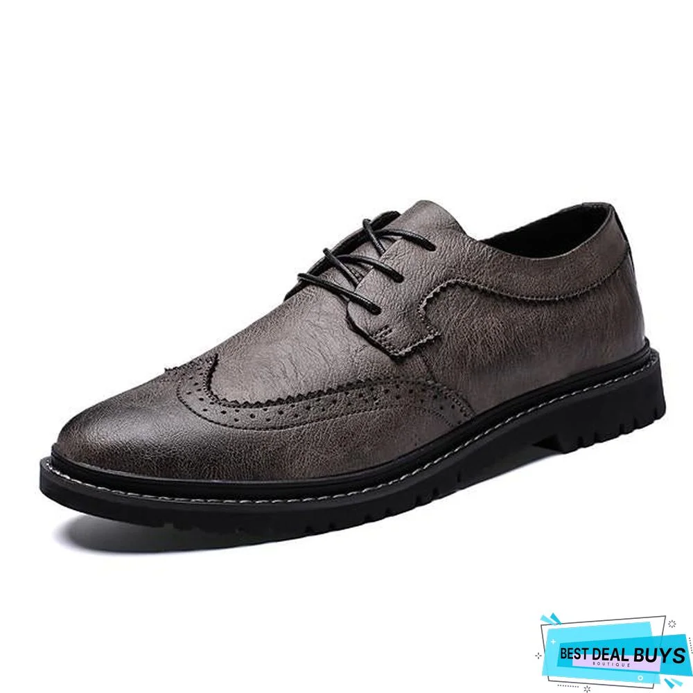 Men's Summer / Fall Business / Vintage / British Daily Office & Career Oxfords Nappa Leather Breathable Non-Slipping Wear Proof Black / Khaki / Gray