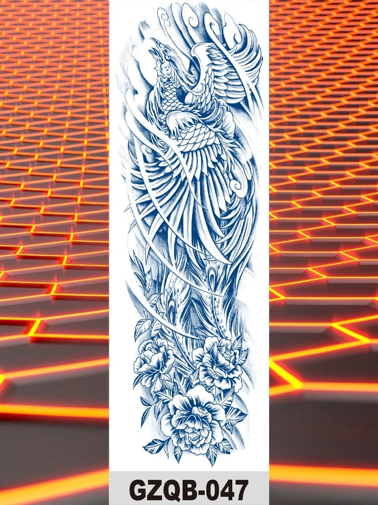 Temporary Flower Full Arm Waterproof Tattoo Stickers Banshee Warrior Crane Angel Lotus Juice Ink Men Women Girl Leg Fake Tatoo