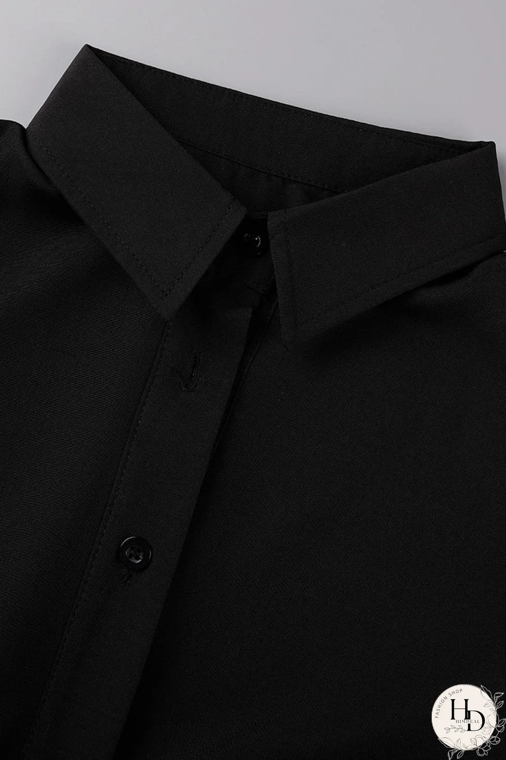 Black Casual Solid Patchwork Buckle Turndown Collar A Line Dresses