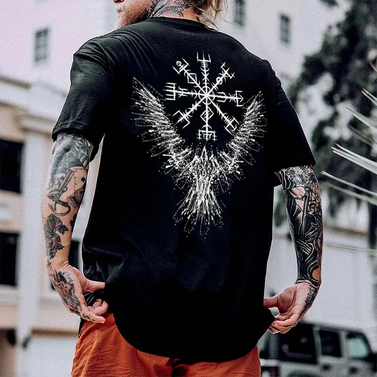 Rune Eagle Black Print T-shirt