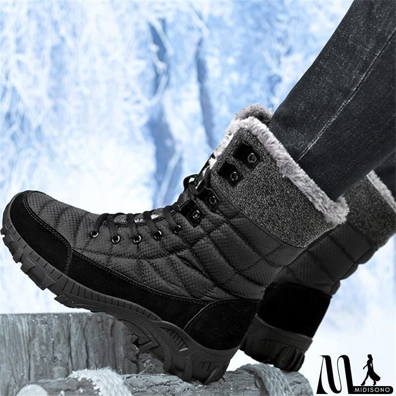 MidiSono - Men's High-Top Plush Thermal Plus Size Boots Shoes