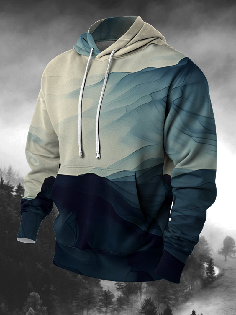 Men's Mountain Print Hoodie