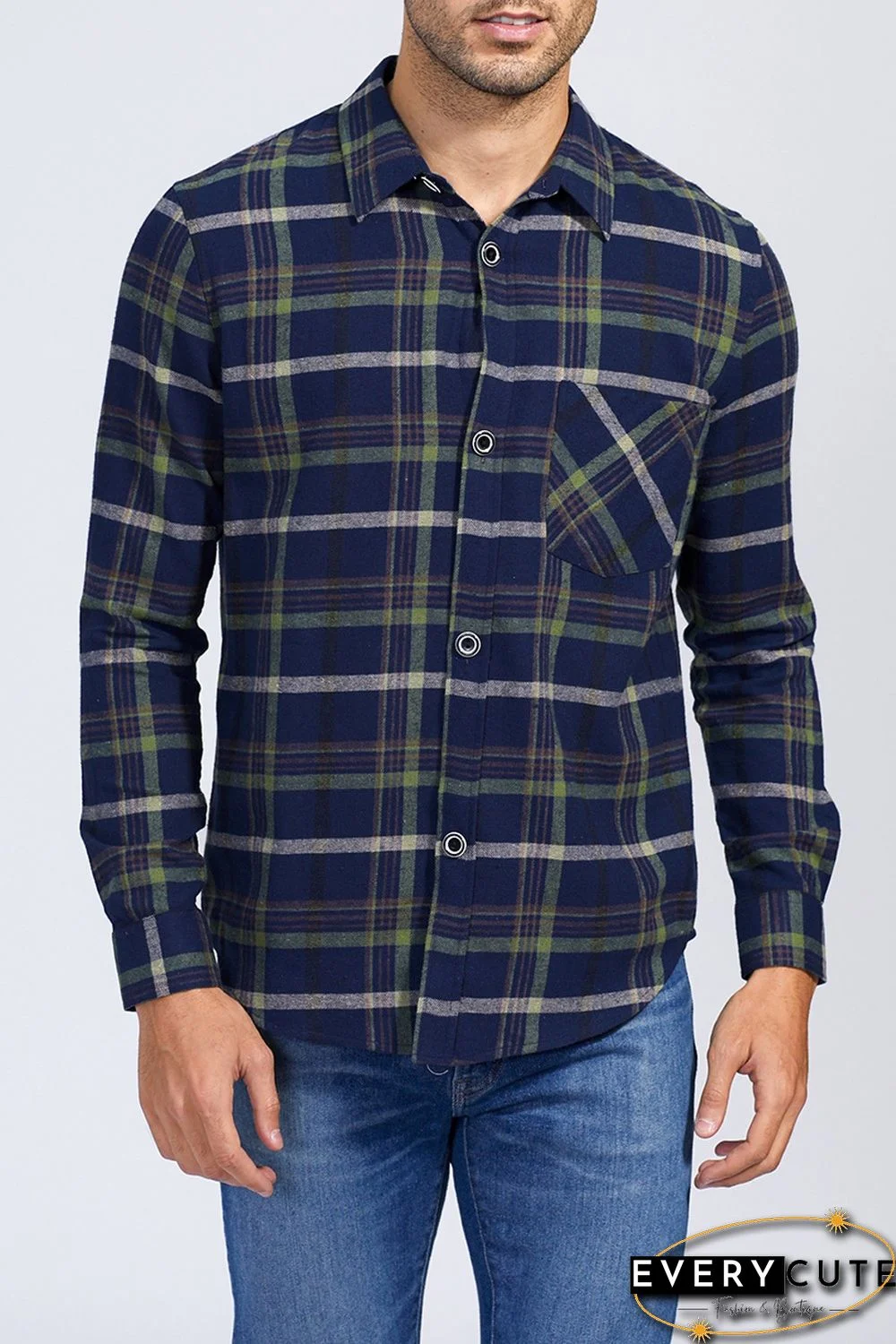 Blue Plaid Men Shirt